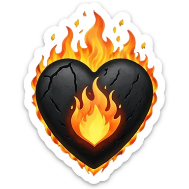 black heart on fire sticker
