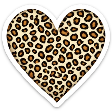 leopard print heart sticker