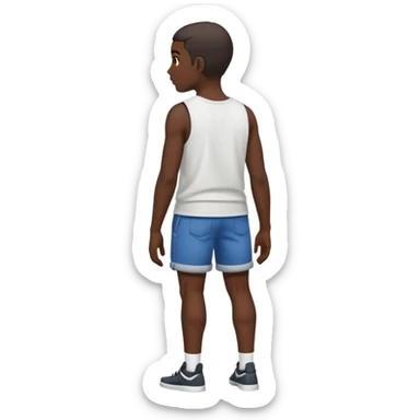 Black man facing backwards with shorts on sticker