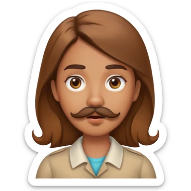 Girl showing confusion, medium skin tone, beard and mustache sticker
