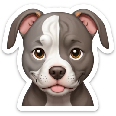 Completely Grey pitbull with one Long and Full darkBrown haired pretty Girl  sticker