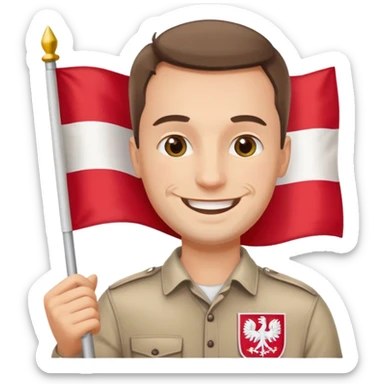 ultra realistic polish man with poland flag sticker