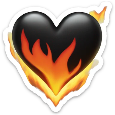 Black heart on fire sticker