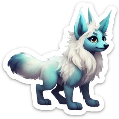 Cool cute Kawaii edgy ethereal futuristic modern epic fantasy animal sparkle fursona Fionbri creature by griffsnuff & LiLaiRa & Falvie full body sticker
