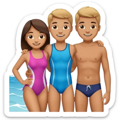 Girl and boy in swimsuit sticker