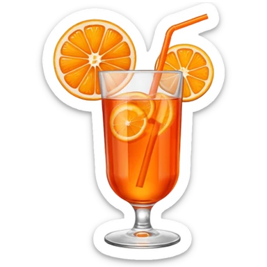 Mach mir einen Aperol in Emoji Stil - eine Orangenscheibe im Glas und ein Strohhalm - keine Deko am Glas oben sticker