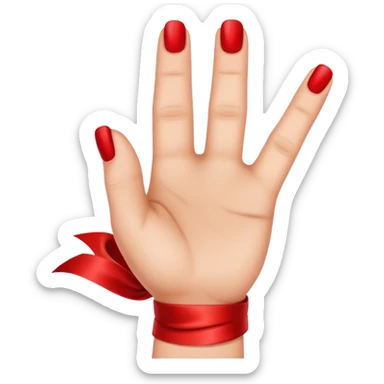 index finger with red ribbon sticker