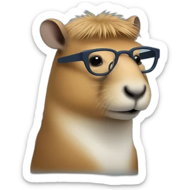 capybara with glasses-(proportional)calm-(realistic) sticker