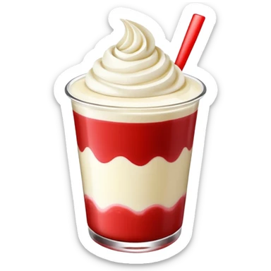 crea una bebida de red velvet con poppings de yogurt como topping sticker