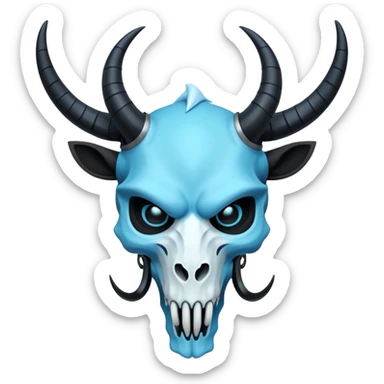 Shiny Dark Edgy  Inteleon-Amaura-Fakémon-hybrid-creature (full body) with a horned animal-skull-mask sticker