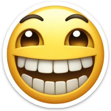 Emoji with hollow eyes and a big, creepy, toothy grin sticker