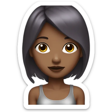 Girl bronze skin with dark red straight hair, Hanzel eyes sticker