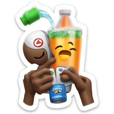 Playing video games while drinking Gatorade  sticker