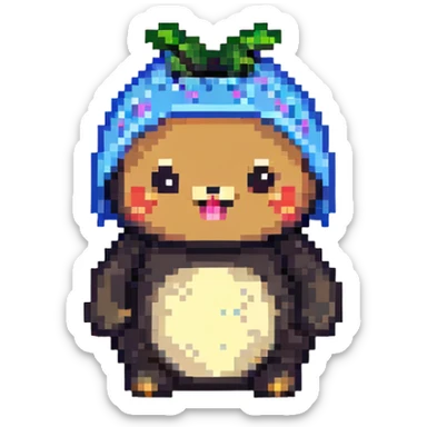 festive and lively tung tung tung sahur in pixel art style sticker