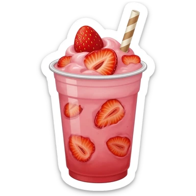 strawberry smoothie in plastic cup sticker
