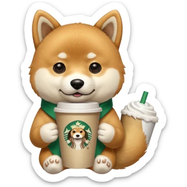 Shiba Jasper with starbucks cup sticker