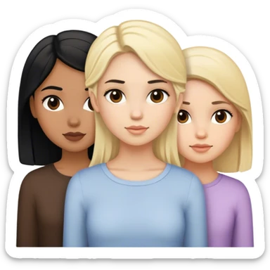 3 girls, a blond, a brunette, and black hair. All 3 are pretty sticker