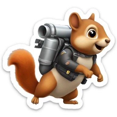 Squirrel with a jet pack  sticker