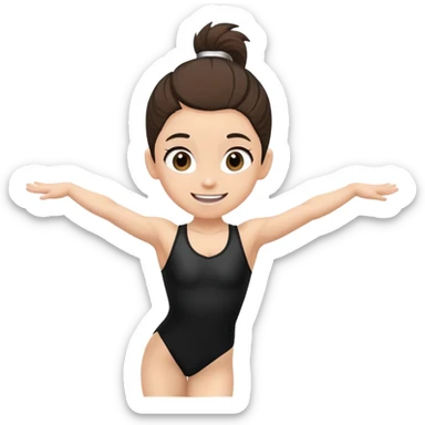 "A gymnast in black outfit with a smile and a look of surprise (normal skin) sticker