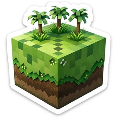 Make a minecraft gress block 3d,HD quality a emoji sticker