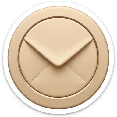 light beige envelope with round seal, minimalist design sticker