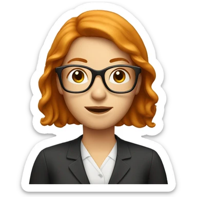 Woman teacher ginger head with glasses sticker