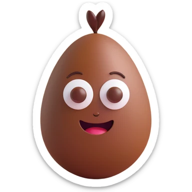 arabica coffee bean with a nice face, 3D style, proportional dimensions 7x4 cm sticker