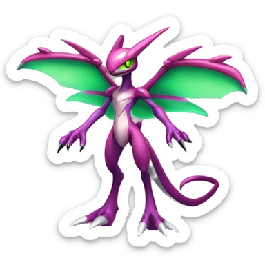 Anthro Cool Edgy Legendary Colorful Shy Shiny Fakemon-Pokémon-Genesect-Flygon-Fantasy-Creature With Full Body Detailed High Quality sticker