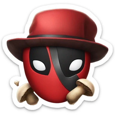  deadpool with mushroom hat. sticker