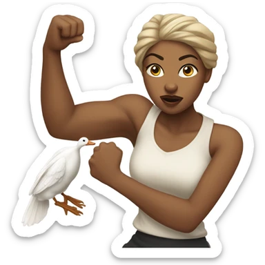 Black woman punching a goose sticker