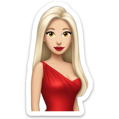lady gaga wearing one red evening dress sticker