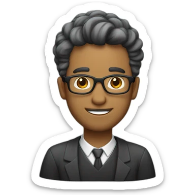 Professor homem claro de cabelos negros e encaracolados sticker