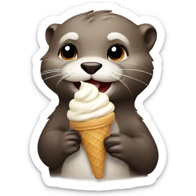 Otter eating ice cream sticker