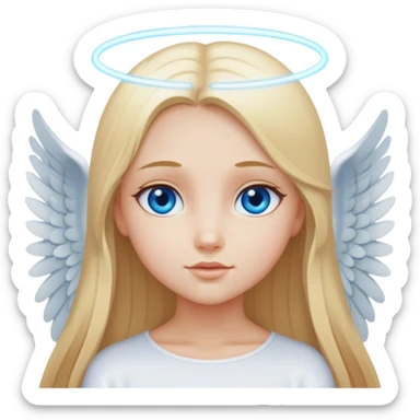 Straight long blonde hair and blue eyes girl angel sticker