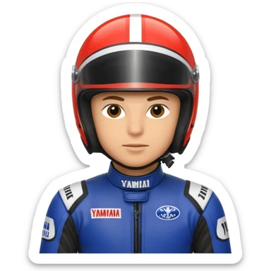 yamaha motor racer with helmet sticker
