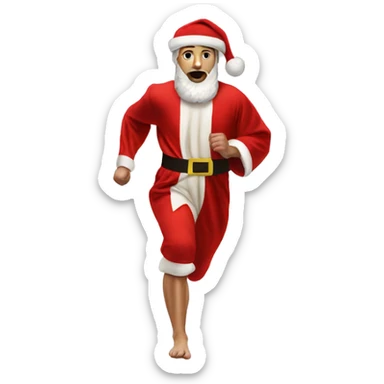 skipping sprint Jesus santa costume marathon sticker