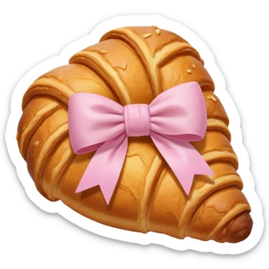 Croissant with light pink bow sticker