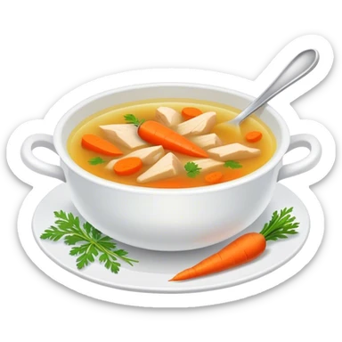 Selfmade chicken soup with carrots  sticker