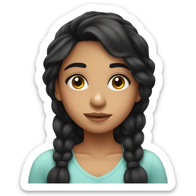 Cute hispanic girl with big eyes and black hair sticker