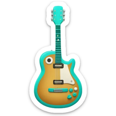 an aqua-colored guitar sticker