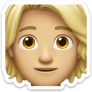 A guy with blond hair and brown eyes in a black T-shirt sticker