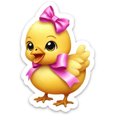 Baby chicken with pink bow sticker