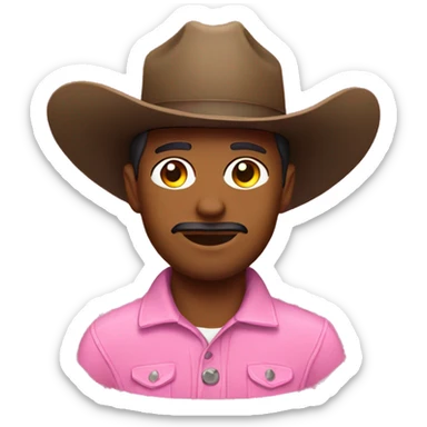 Cowboy wearing a pink cowboy hat sticker