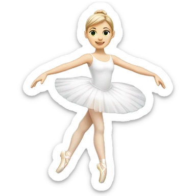 Caucasian ballerina wearing white  sticker
