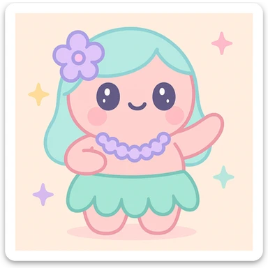 hula dancer, cute and round features sticker