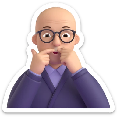 bald guy with glasses picking his nose sticker