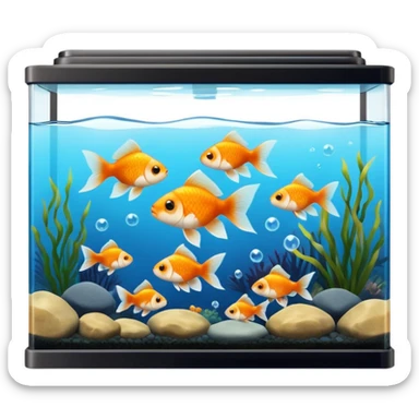 goldfish in a tank rectangular many fish orange black white sticker