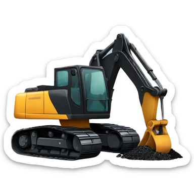 excavator with coal on the bucket sticker