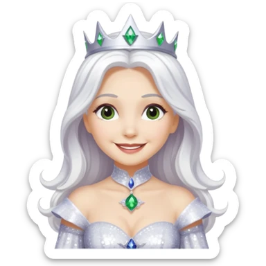 The Good Witch from Oz with long white hair, white sequin outfit sticker