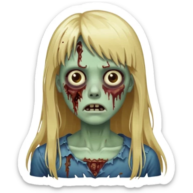 Zoombie de cabelo loiro longo de franja  sticker
